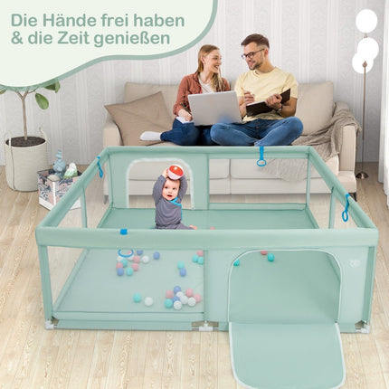 Laufstall 200x180 cm mit Bällen, Griffen & Tür