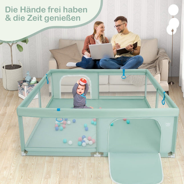 Laufstall 200x180 cm mit Bällen, Griffen & Tür