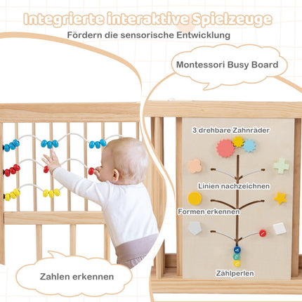Babybox, grenenhout, 8 panelen, 160 x 160 cm, opvouwbaar