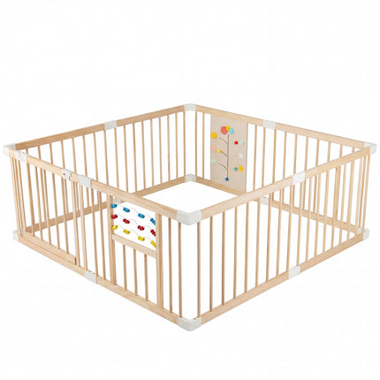 Babybox, grenenhout, 8 panelen, 160 x 160 cm, opvouwbaar