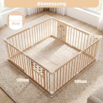 Babybox, grenenhout, 8 panelen, 160 x 160 cm, opvouwbaar