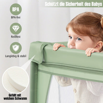 Parc pour bébé avec 50 balles, 2 portes, filet respirant et fermeture éclair, vert