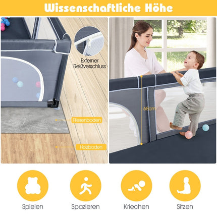 Dětská ohrádka s 50 míčky, dvířka na zip, tmavě šedá