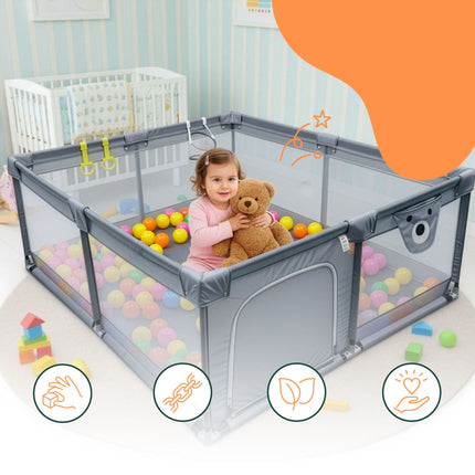 Baby Playpen with 50 Balls and Basketball Hoop