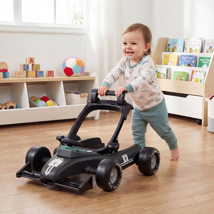 Baby Push Walker 4-in-1 Activity Center with Music Box, Black, Height Adjustable