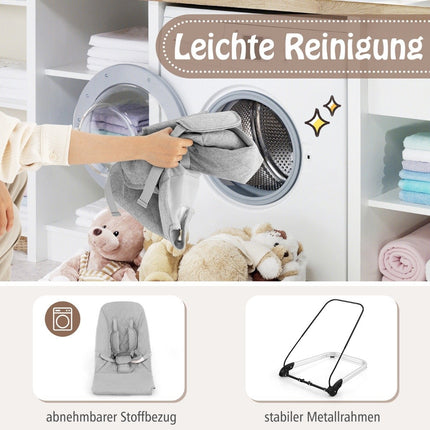 Babywippe Faltbare Babyschaukel mit 5-Punkt-Sicherheitsgurt Tragbarer Wippensitz Grau