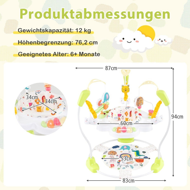 Baby Sky Jumperoo mit verstellbarer Höhe &amp; Spielzeug &amp; Spieluhr Lauflernhilfe Gelb