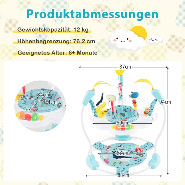 Baby Sky Jumperoo mit verstellbarer Höhe &amp; Spielzeug &amp; Spieluhr Lauflernwagen hellblau
