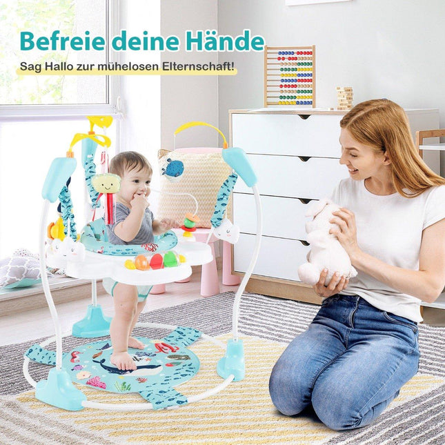 Baby Sky Jumperoo mit verstellbarer Höhe &amp; Spielzeug &amp; Spieluhr Lauflernwagen hellblau