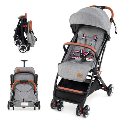 Kinderwagen mit Verdeck, 95-175° Neigung, Grau