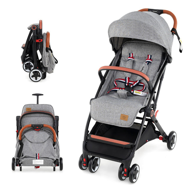 Kinderwagen mit Verdeck, 95-175° Neigung, Grau