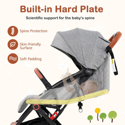 Kinderwagen mit Verdeck, 95-175° Neigung, Grau