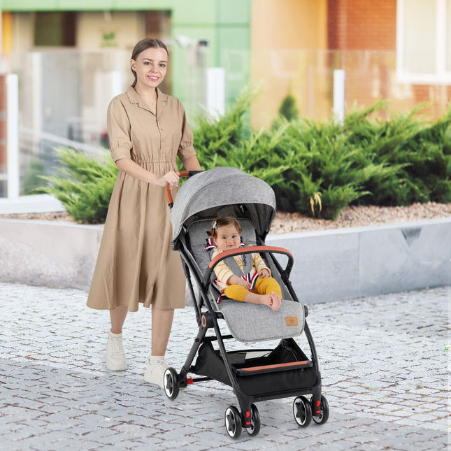 Kinderwagen mit Verdeck, 95-175° Neigung, Grau