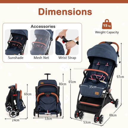 Kinderwagen mit Verdeck, 95–175 Neigung, schnelle Klappfunktion
