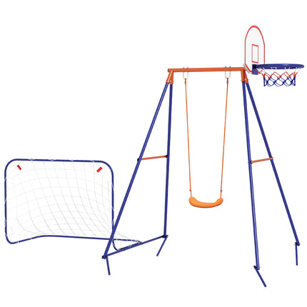 Children's swing - soccer goal, basketball hoop, steel frame