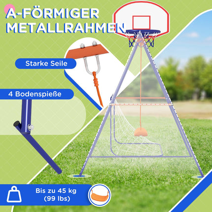 Children's swing - soccer goal, basketball hoop, steel frame