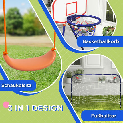 Children's swing - soccer goal, basketball hoop, steel frame