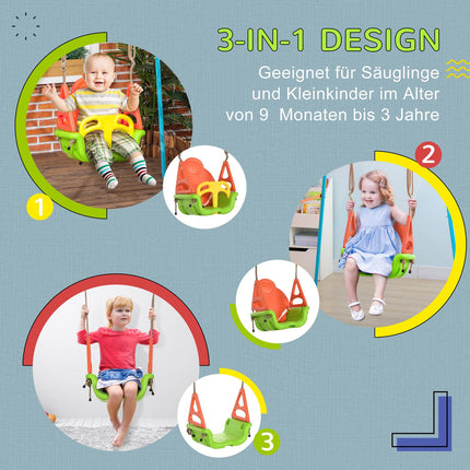 Verstellbare Kleinkindschaukel für draußen, 9M+, 70kg Tragkraft, Grün