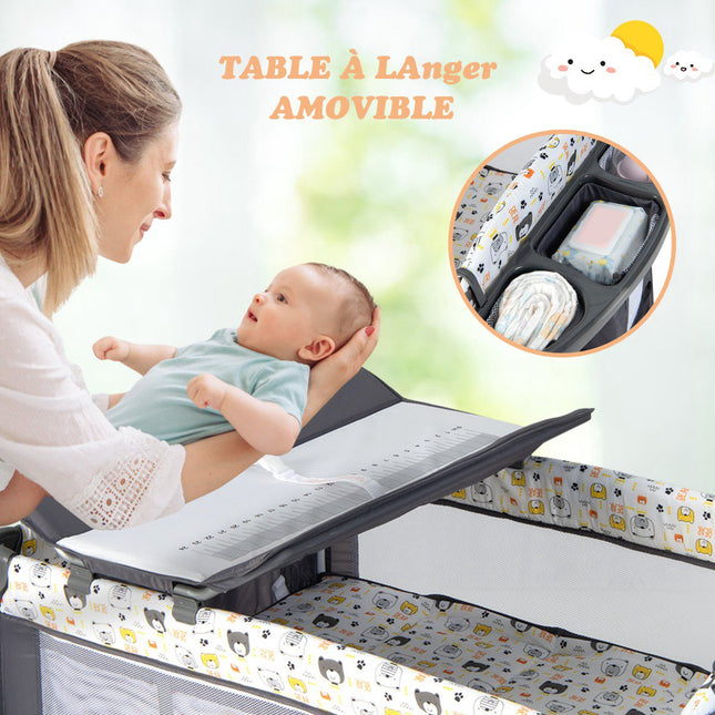 Baby Travel Cot 5-in-1, Mattress, Changing Table