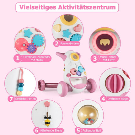 Dětské chodítko s hudbou a světly, Montessori hry, růžová