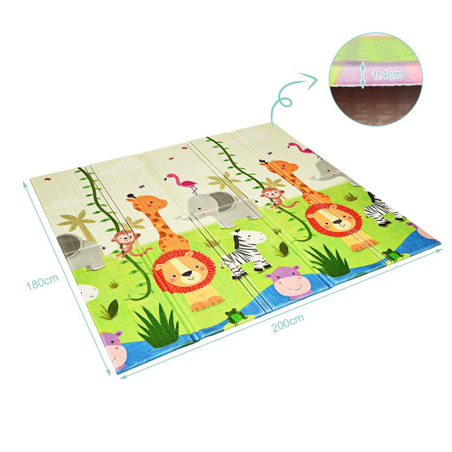 Baby Krabbeldecke Spieldecke Faltbare Babymatte Doppelseitige Spielmatte Grün