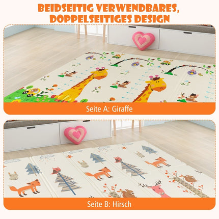 Baby Spielmatte Faltbare Babymatte Doppelseitige Krabbeldecke aus XPE Material Giraffe Hirsch