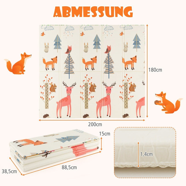 Baby Spielmatte Faltbare Babymatte Doppelseitige Krabbeldecke aus XPE Material Giraffe Hirsch