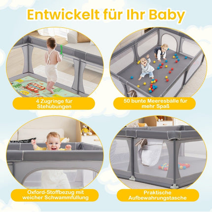 Baby playpen with 50 balls & 2 doors & breathable net & zipper