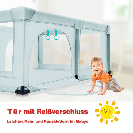 Baby Laufstall mit 50 Spielbällen Laufgitter mit Netz und Reißverschluss 120 x 190 cm Blau