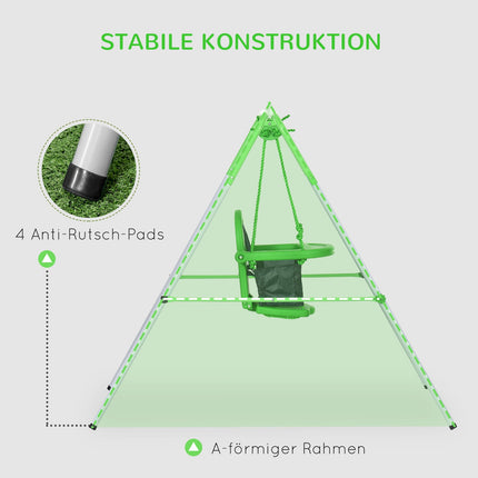 Babyschommel peuterschommel tuinschommel met veiligheidsbeugel en veiligheidsgordel voor 6-36 maanden 122 x 146 x 122 cm in groen
