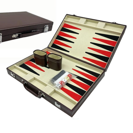 Backgammon Set with Leather Finish and Case
