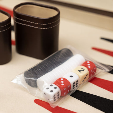 Backgammon Set with Leather Finish and Case