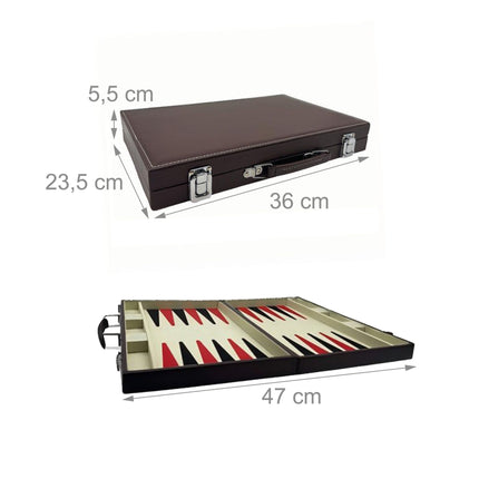 Backgammon Set with Leather Finish and Case