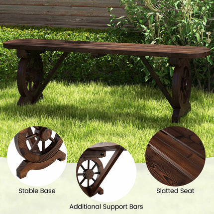 Backless Garden Bench in Carbonized Fir Wood, Weatherproof, 325 kg, Rustic Brown