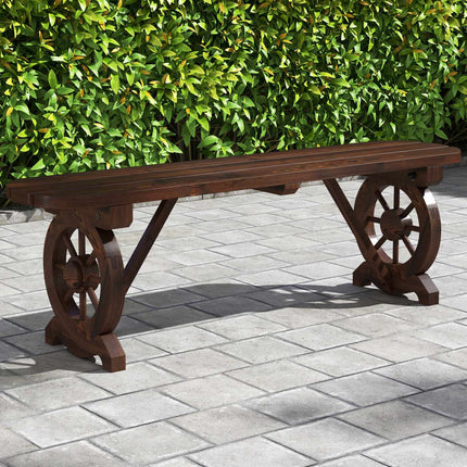 Backless Garden Bench in Carbonized Fir Wood, Weatherproof, 325 kg, Rustic Brown
