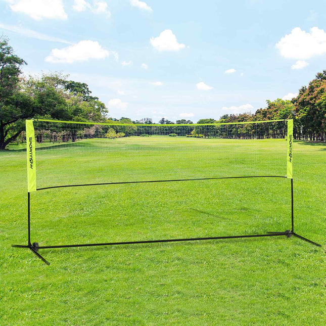 Badmintonnetset opvouwbaar tennisnet, 103/120/155 cm in hoogte verstelbaar indoor outdoor badmintonnet, volleybalnet met transporttas metaal polyester geel