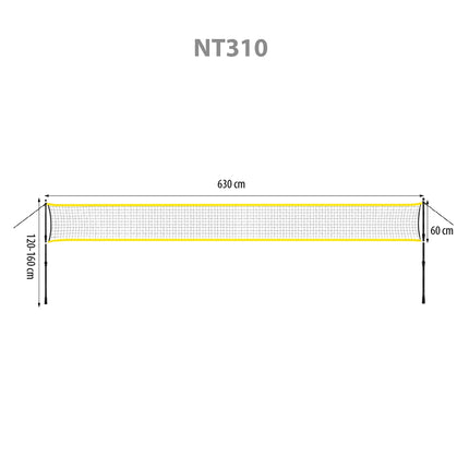 Badminton Net with Telescopic Posts, 600x60 cm, Full Cover