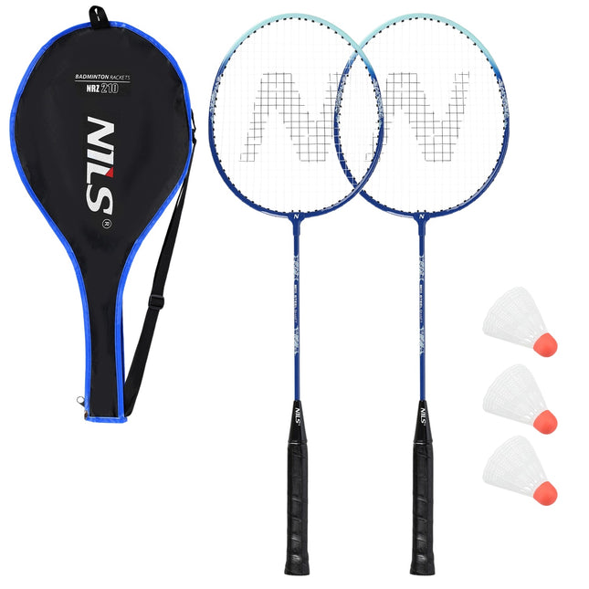Badmintonset - 2 rackets, 3 shuttlecocks, hoes
