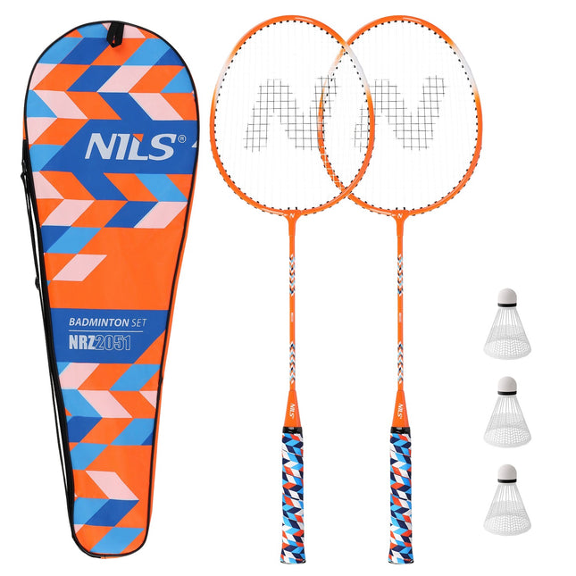 Badmintonset - 2 rackets, 3 shuttlecocks, hoes