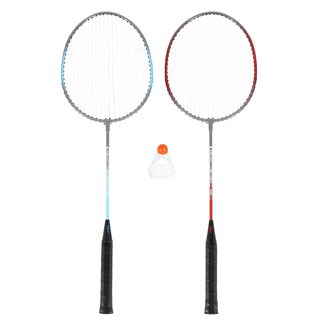 Badmintonset, 2 stalen rackets + shuttlecocks