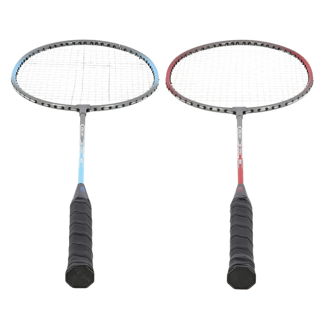 Badmintonset, 2 stalen rackets + shuttlecocks