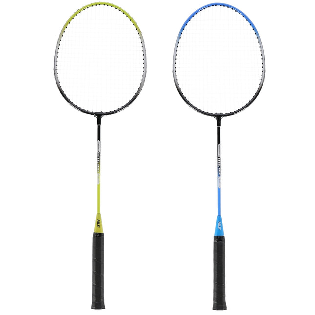 Badmintonset - 4 rackets, 3 shuttlecocks, net en hoes