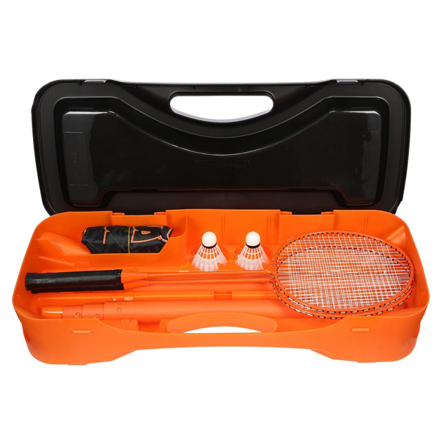 Badmintonset met 2 rackets, 2 shuttles, net en koffer