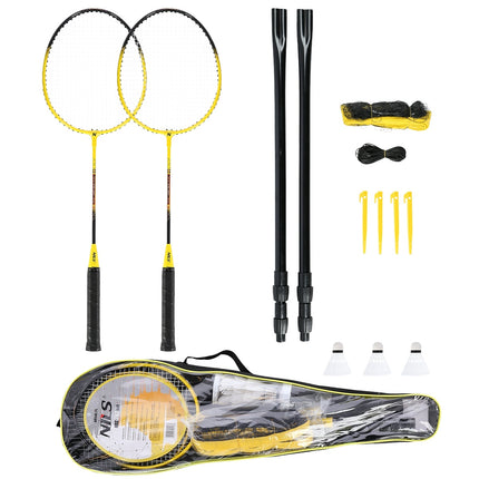 Badminton Set with 2 Rackets, 3 Shuttlecocks, Net & Cover
