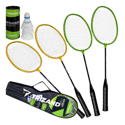 Badminton-Set mit 4 Schlägern, 3 Federbällen & Tasche