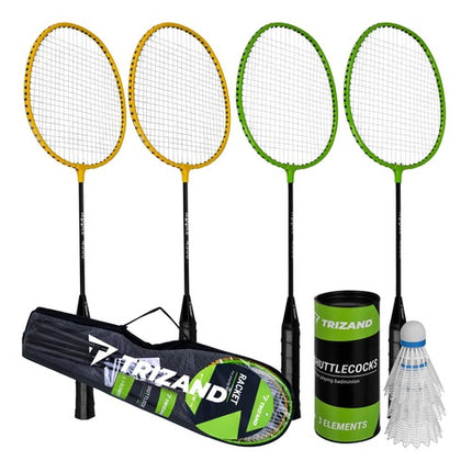 Badminton-Set mit 4 Schlägern, 3 Federbällen & Tasche