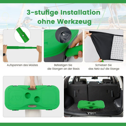 Badmintonnetzständer tragbares Federballspiel mit Schlägern komplettes Badmintonset grün