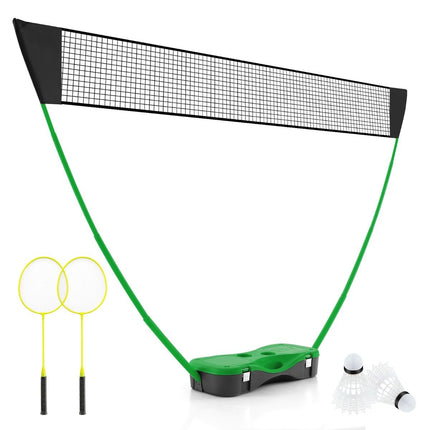 Badmintonnetzständer tragbares Federballspiel mit Schlägern komplettes Badmintonset grün