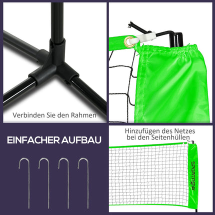 Ensemble de badminton, filet de badminton avec support, volants, 4 raquettes, filet de volley-ball réglable, avec sac de transport, pour intérieur, extérieur
