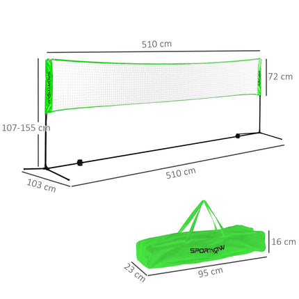 Ensemble de badminton, filet de badminton avec support, volants, 4 raquettes, filet de volley-ball réglable, avec sac de transport, pour intérieur, extérieur